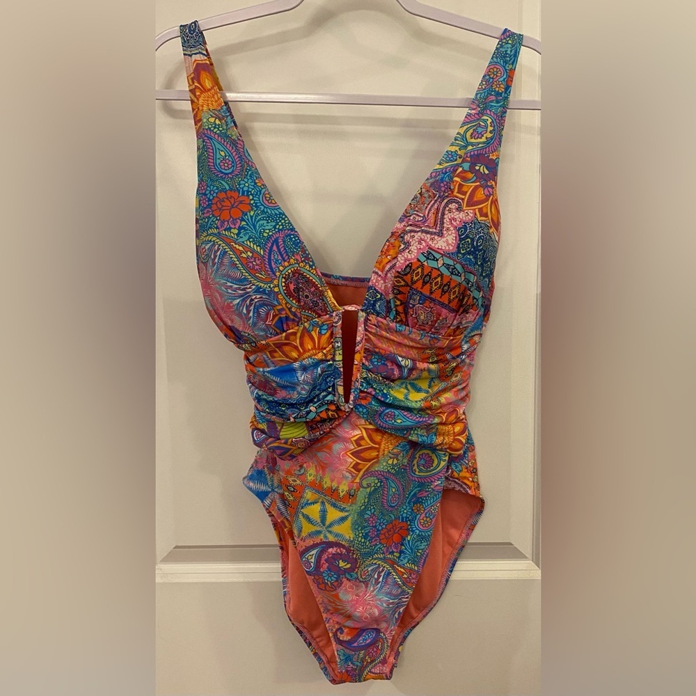 Bleu Rod Beattie Groovy Baby Multi-color Paisley One Piece Bathing Suit Sz 8